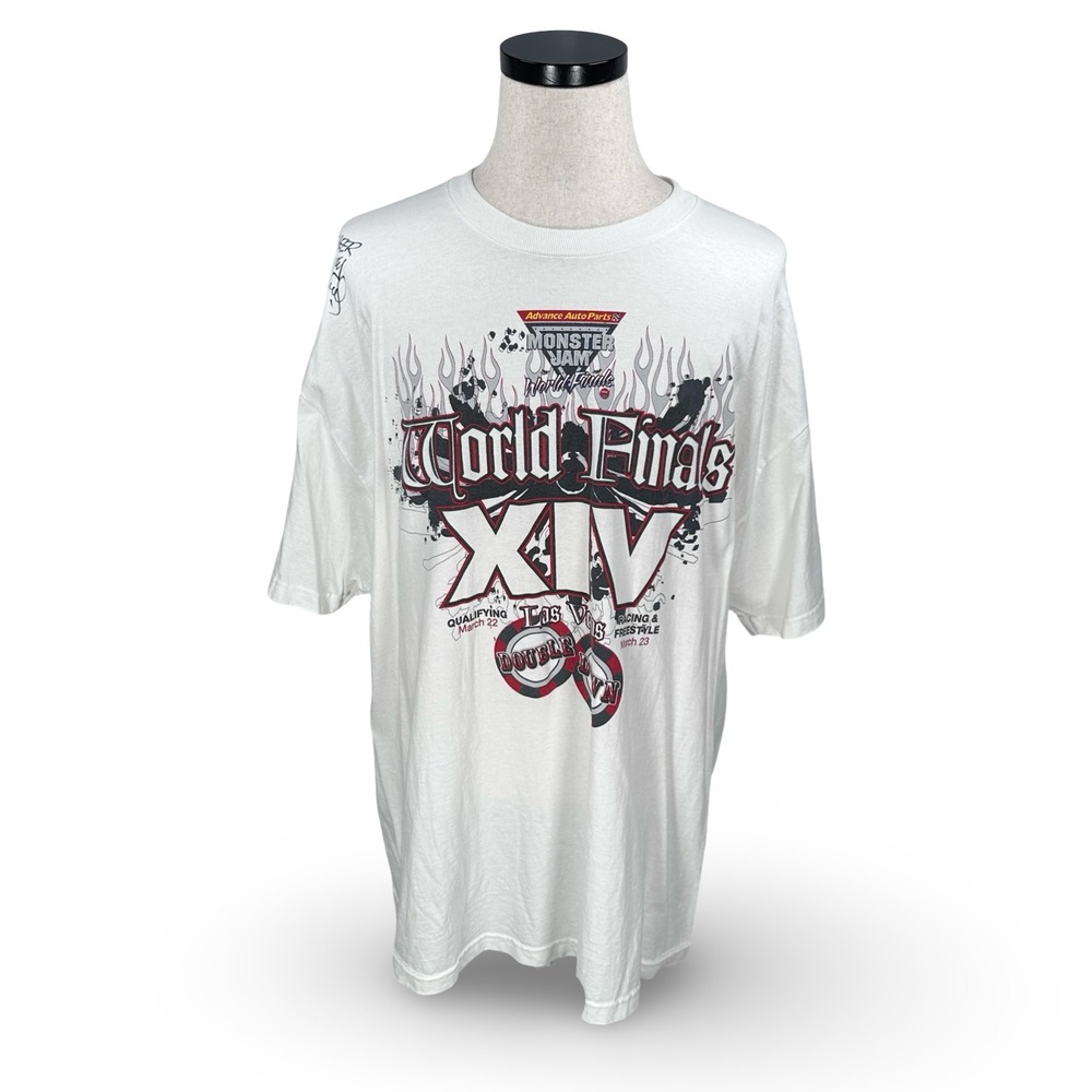 Monster Jam World Finals XIV 2013 Autographed T-Shirt White‎ Mens XL Signed